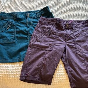 Lot of Title Nine Big B Purple Ripstop Hiking Shorts & Teal Skirt Size 8
